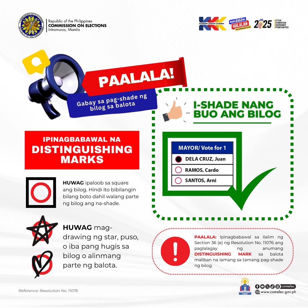 When voting, please do not make unnecessary distinguishing marks on the ballot.